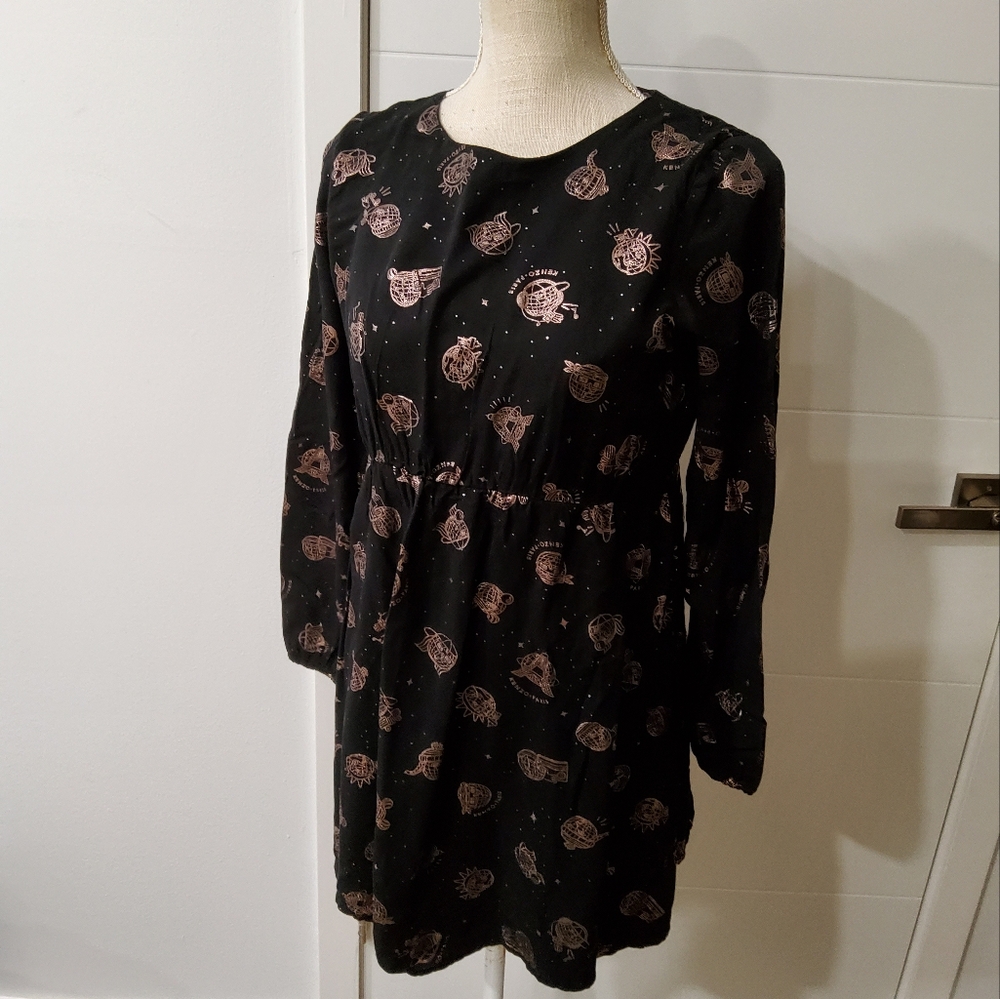 KENZO Kids Rose Gold Galaxy Print Mini Dress Size 16 Girls
